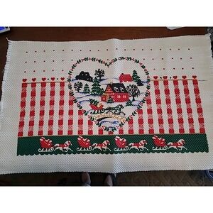 Double Sided Christmas Theme Sleigh Horses Spring Bears Rug 24" X 38 "